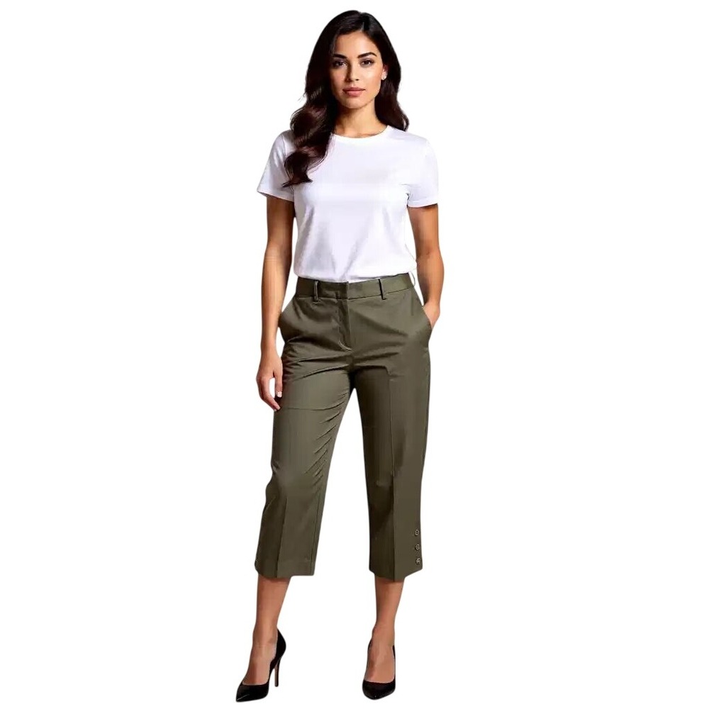 Counterparts Slimming Sensations Olive Green Capri Pants Womens 12P NWT